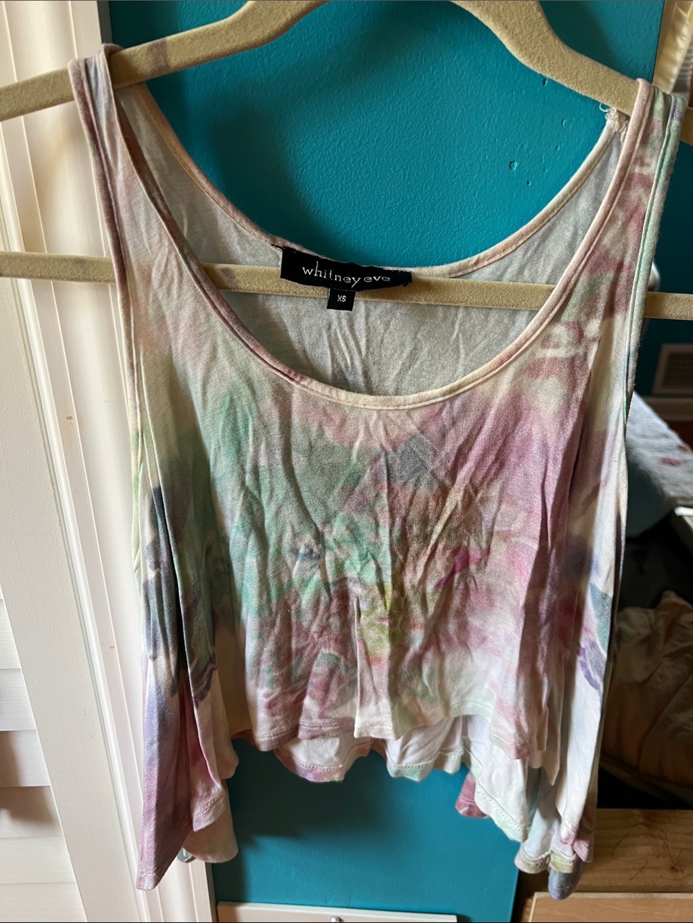 Whitney Eve Watercolor Crop Tank - Pastel - Pink/Green/Purpke - XS